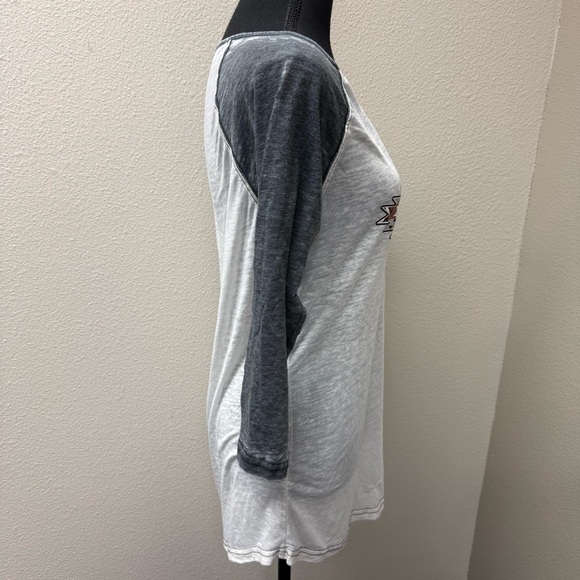 Cowgirl Hardware Aztec Graphic Raglan Tee Western Boho Top White Gray L - Picture 7 of 9